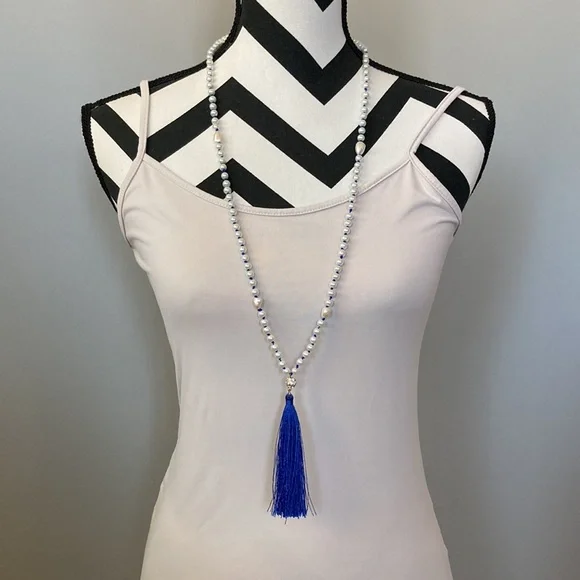 Long Bead & Tassel Necklace - Picture 6 of 6